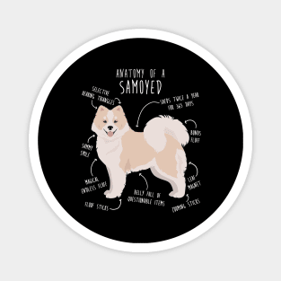 White and Biscuit Samoyed Dog Anatomy Magnet